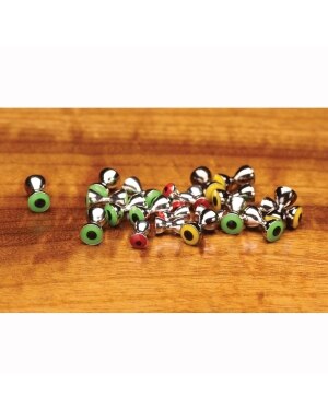 Hareline Dubbin Pseudo Eyes in Red and Nickel